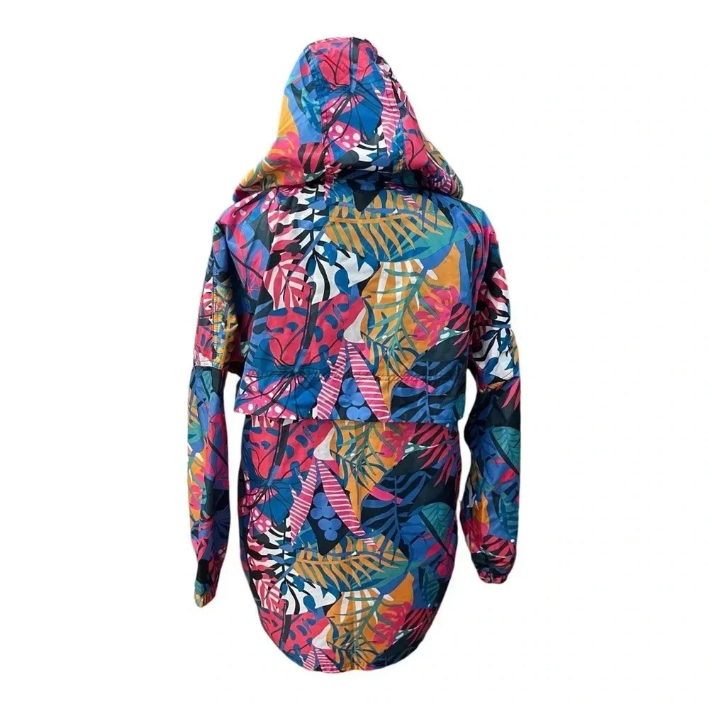 Lauren James Tropical Leaf Wind Breaker Rain Light Hooded Jacket Women’s Size M - Picture 2 of 14